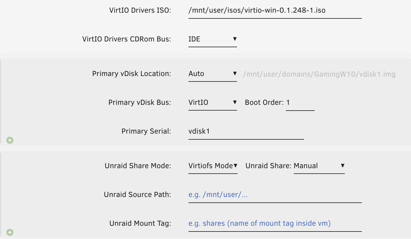 UnRAID Windows 10 VM Config